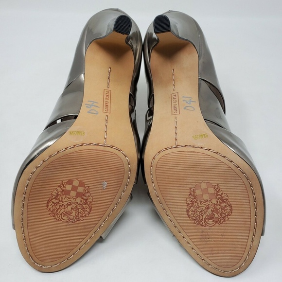 Vince Camuto Karmi Peep Toe Silver Leather Booties - Picture 10 of 11